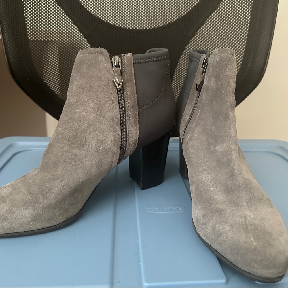 Gray Suede Ankle Boots